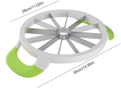 Extra Large Watermelon Cutter Slicer Tool, Stainless Steel Watermelon Slicer, Comfort Silicone Handle, Fruit Cutter for Melon,Pineapple,Honeydew,Round (Big Size).