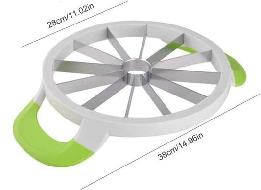 Extra Large Watermelon Cutter Slicer Tool, Stainless Steel Watermelon Slicer, Comfort Silicone Handle, Fruit Cutter for Melon,Pineapple,Honeydew,Round (Big Size).