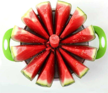 Extra Large Watermelon Cutter Slicer Tool, Stainless Steel Watermelon Slicer, Comfort Silicone Handle, Fruit Cutter for Melon,Pineapple,Honeydew,Round (Big Size).