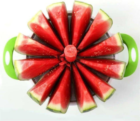 Extra Large Watermelon Cutter Slicer Tool, Stainless Steel Watermelon Slicer, Comfort Silicone Handle, Fruit Cutter for Melon,Pineapple,Honeydew,Round (Big Size).